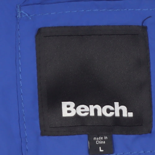 Bench Men's Blue Bomber Jacket L Lightweight Full Zip Windproof