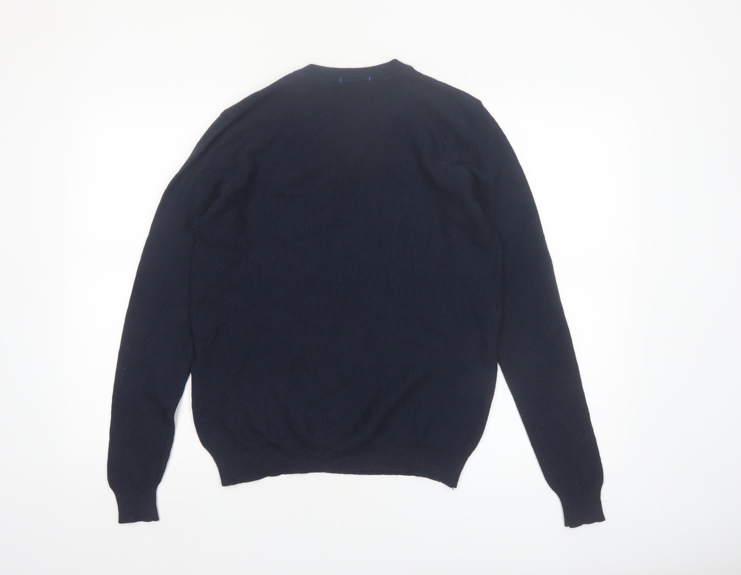 DKNY Men's Blue Wool Blend V-Neck Jumper M Classic Knit