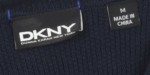 DKNY Men's Blue Wool Blend V-Neck Jumper M Classic Knit