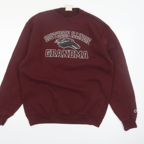 Champion Mens Red Pullover Sweatshirt L Graphic Print Crew Neck