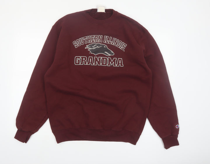 Champion Mens Red Pullover Sweatshirt L Graphic Print Crew Neck