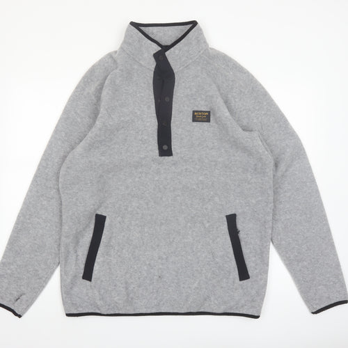 Burton Mens Grey Fleece Henley Sweatshirt Size L