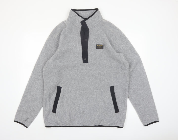 Burton Mens Grey Fleece Henley Sweatshirt Size L