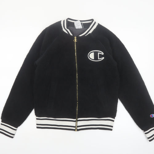 Champion Women's Black Small Varsity Logo Fleece Jacket