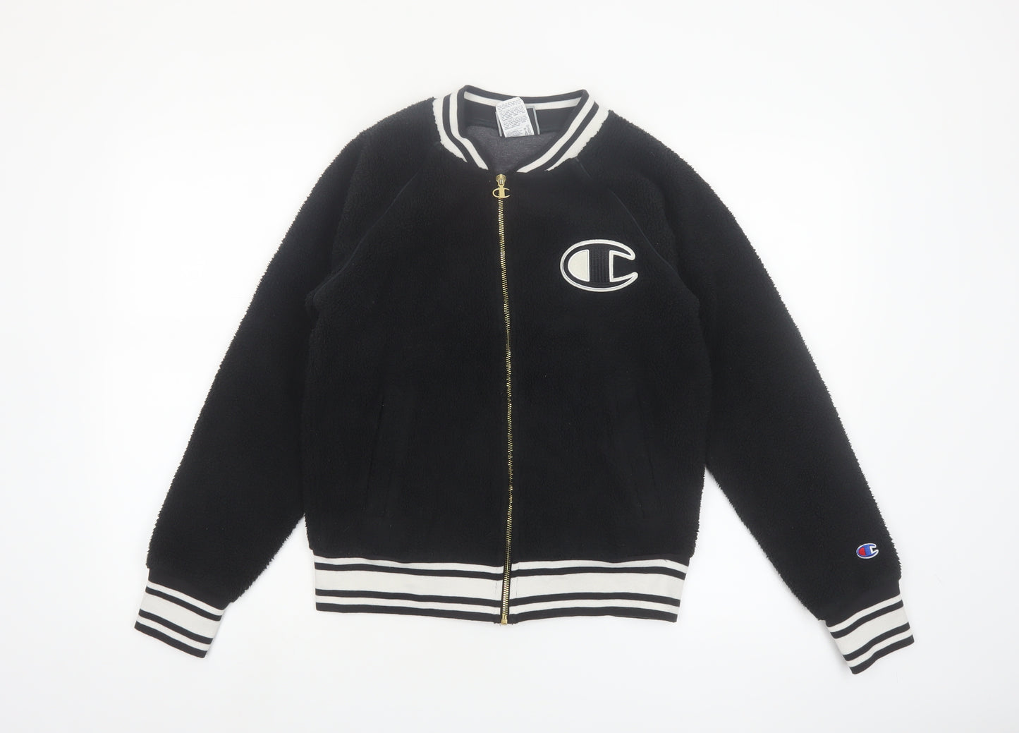 Champion Women's Black Small Varsity Logo Fleece Jacket