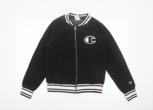 Champion Women's Black Small Varsity Logo Fleece Jacket