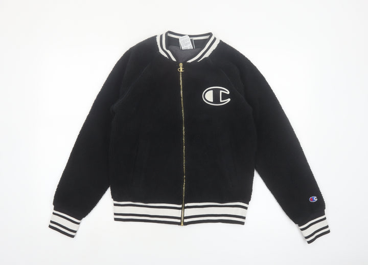 Champion Women's Black Small Varsity Logo Fleece Jacket