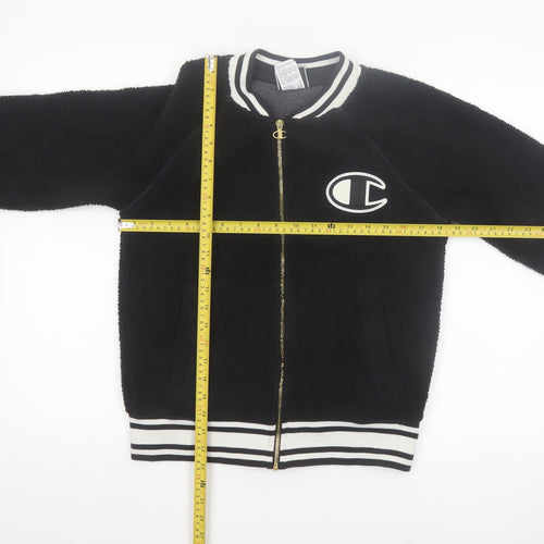 Champion Women's Black Small Varsity Logo Fleece Jacket