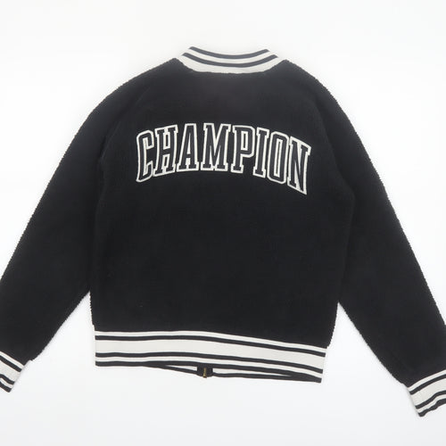 Champion Women's Black Small Varsity Logo Fleece Jacket