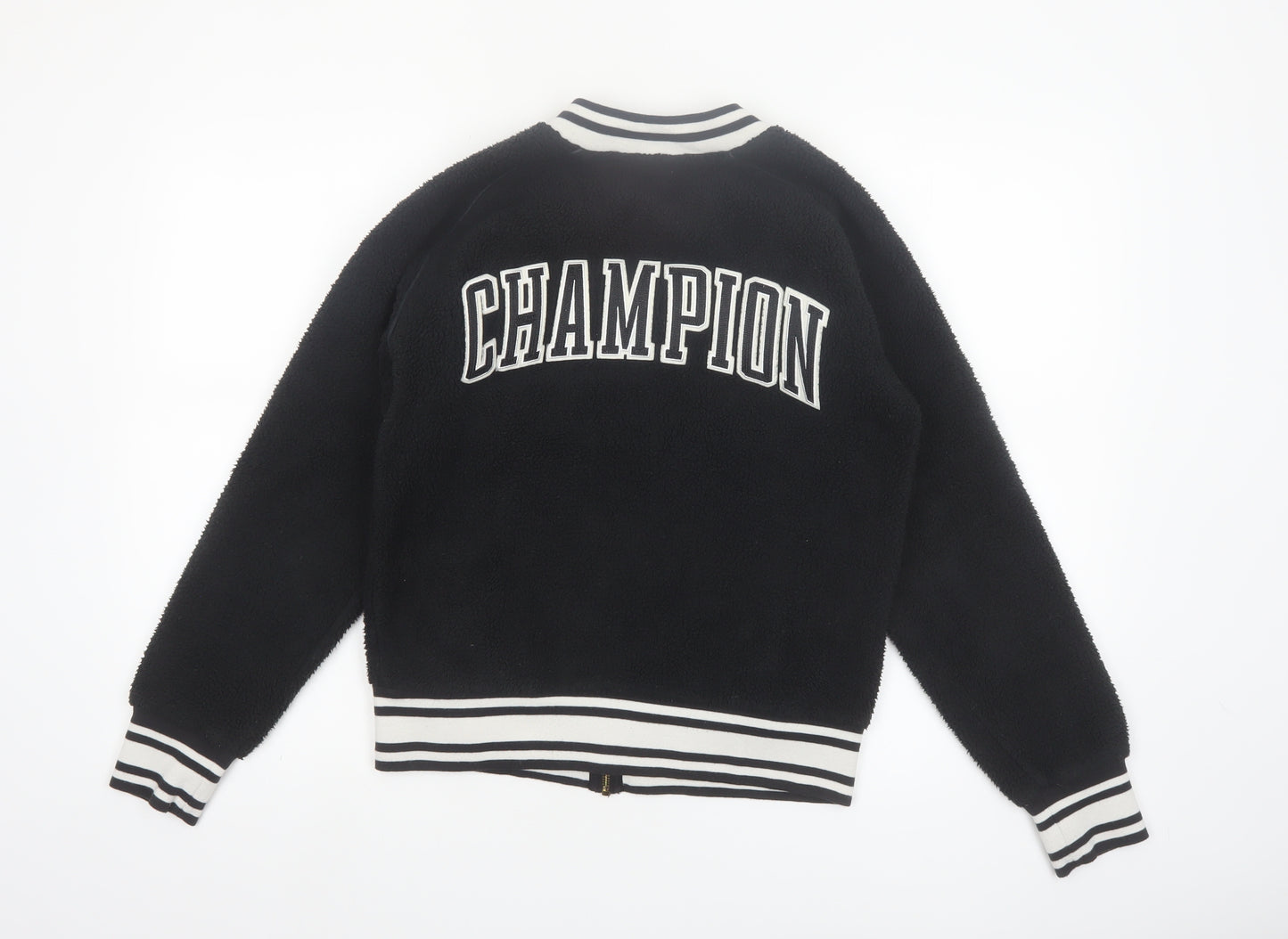 Champion Women's Black Small Varsity Logo Fleece Jacket