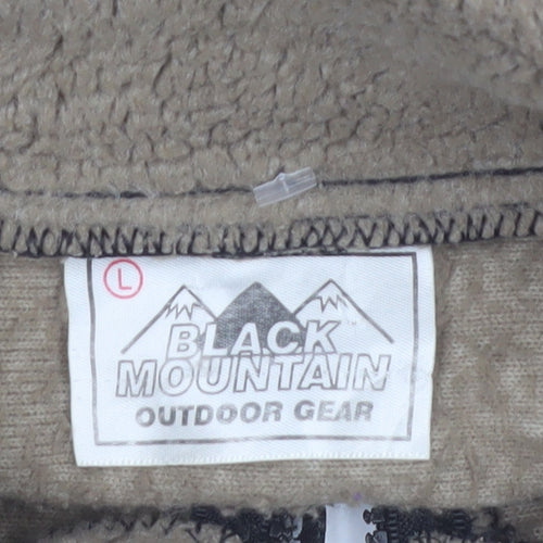 Black Mountain Men’s Brown Fleece Jacket L Animal Print Outdoor