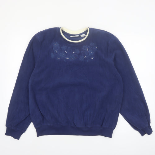 Alfred Dunner Women's Blue Pullover Sweatshirt Size M Embroidered Fleece