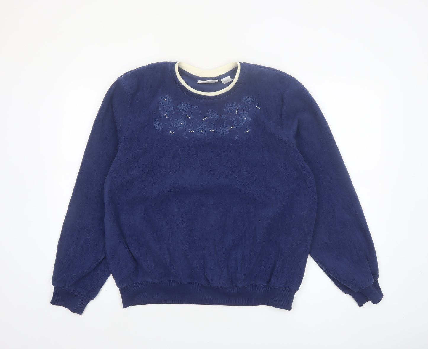 Alfred Dunner Women's Blue Pullover Sweatshirt Size M Embroidered Fleece