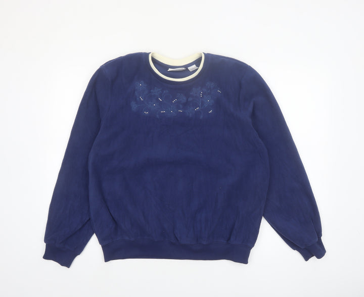 Alfred Dunner Women's Blue Pullover Sweatshirt Size M Embroidered Fleece