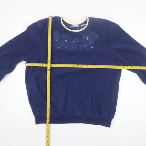 Alfred Dunner Women's Blue Pullover Sweatshirt Size M Embroidered Fleece