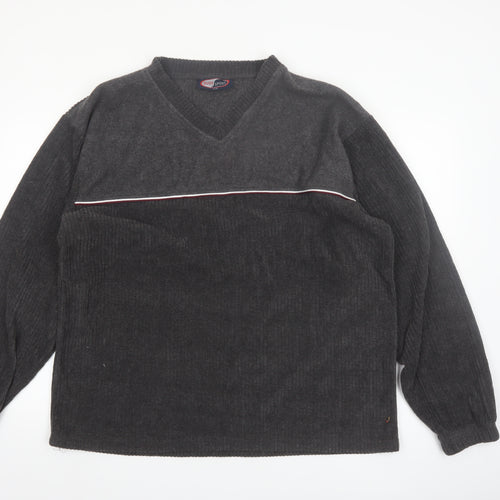Duos Sport Men's Grey XL Pullover Knit V-Neck Sweatshirt