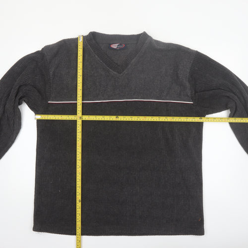 Duos Sport Men's Grey XL Pullover Knit V-Neck Sweatshirt