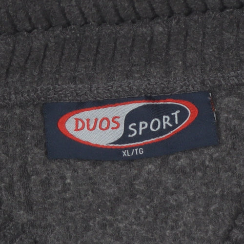 Duos Sport Men's Grey XL Pullover Knit V-Neck Sweatshirt