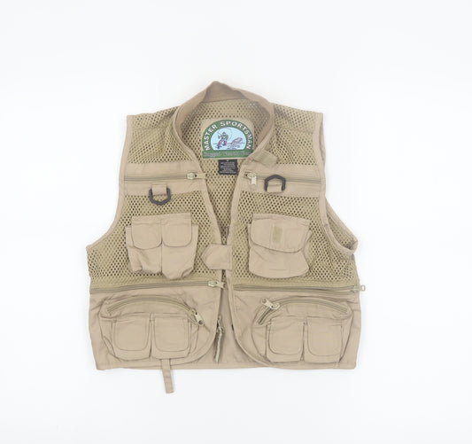 Master Sportsman Men's Beige Fishing Waistcoat M Multi Pocket Outdoor