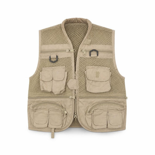 Master Sportsman Men's Beige Fishing Waistcoat M Multi Pocket Outdoor