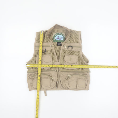 Master Sportsman Men's Beige Fishing Waistcoat M Multi Pocket Outdoor