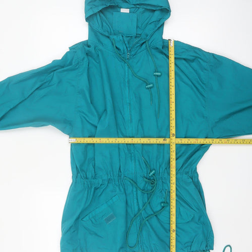 Basic Editions Women's Green Hooded Nylon Anorak Jacket Size M
