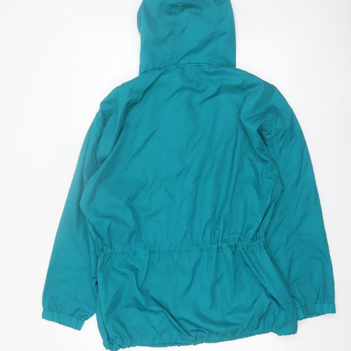 Basic Editions Women's Green Hooded Nylon Anorak Jacket Size M