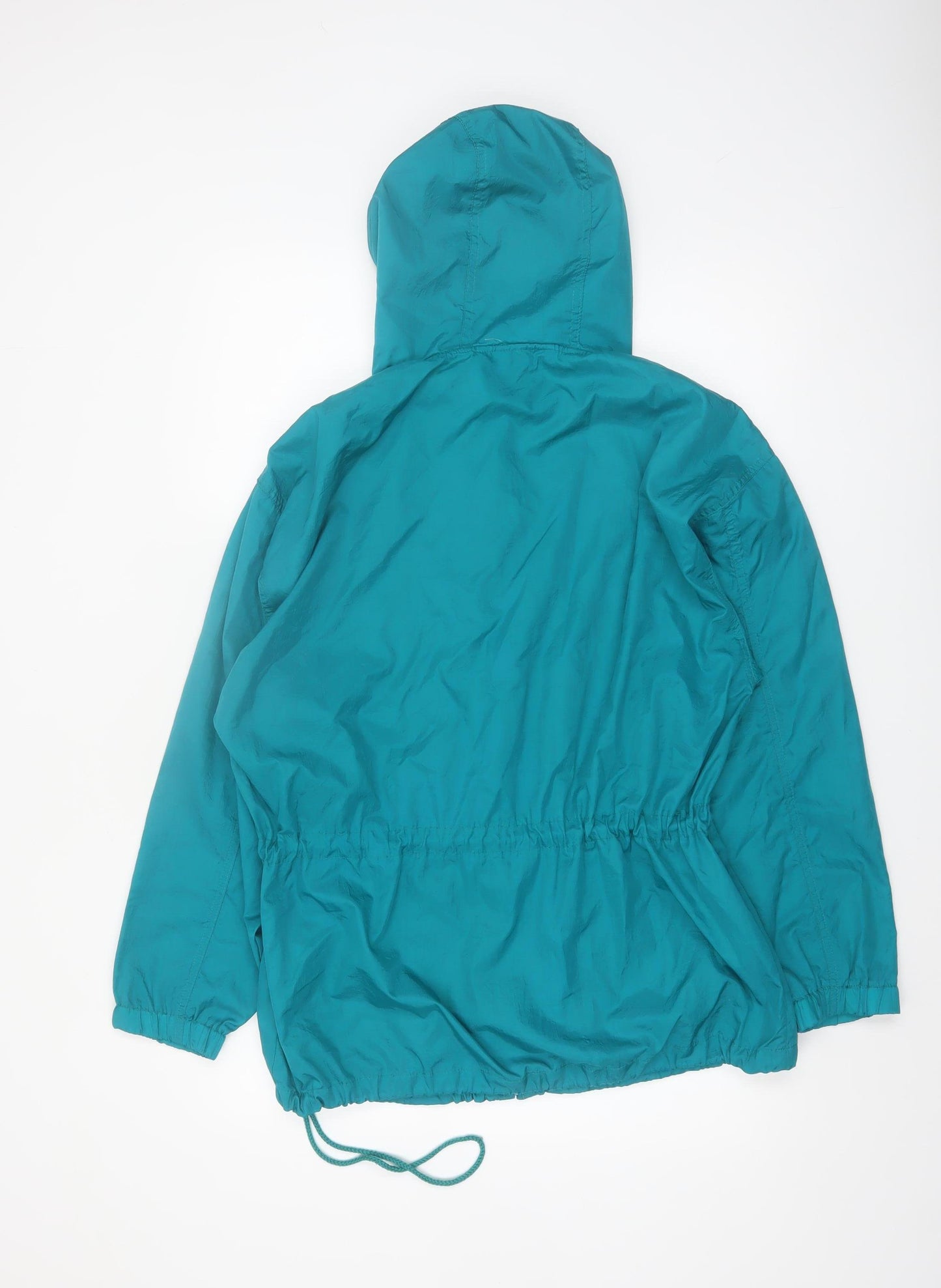 Basic Editions Women's Green Hooded Nylon Anorak Jacket Size M
