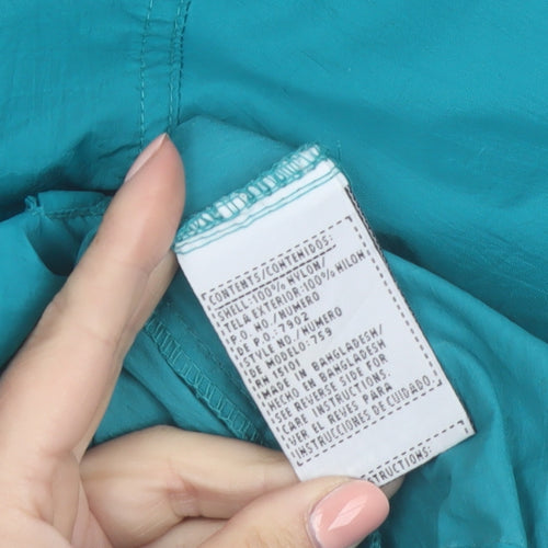 Basic Editions Women's Green Hooded Nylon Anorak Jacket Size M