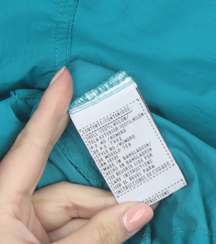 Basic Editions Women's Green Hooded Nylon Anorak Jacket Size M