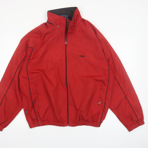Umbro Men's Red Windbreaker Jacket M Lightweight Zip Up Sportswear