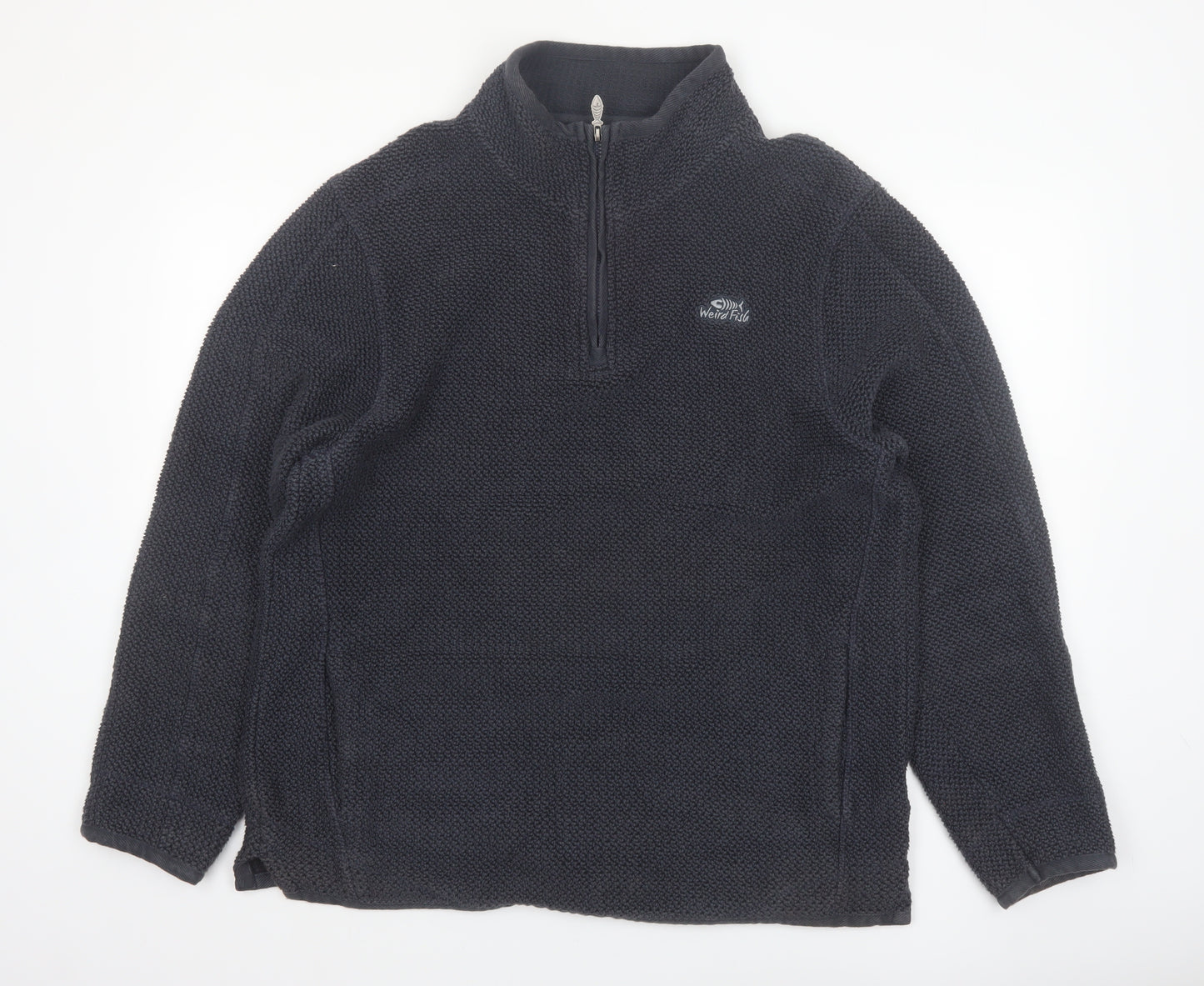Weird Fish Men's Black XL 1/4 Zip Knit Fleece Pullover Sweatshirt
