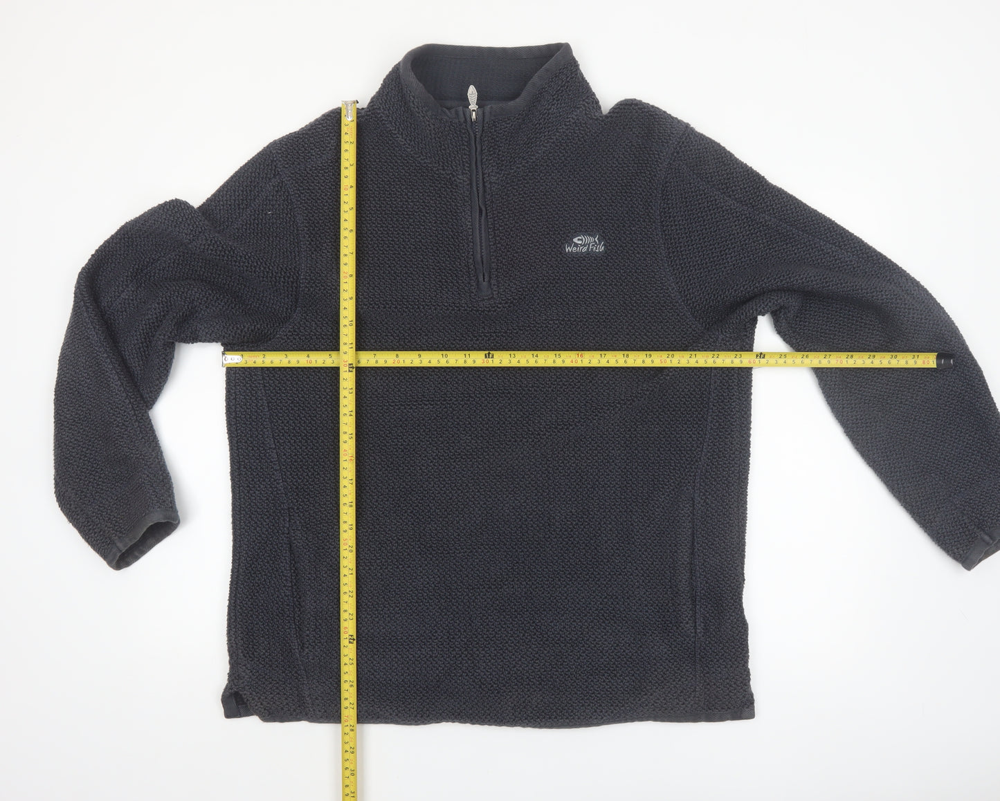 Weird Fish Men's Black XL 1/4 Zip Knit Fleece Pullover Sweatshirt
