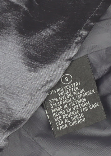 Nicolette Women's Grey Ruffle Satin Suit Jacket Size 8