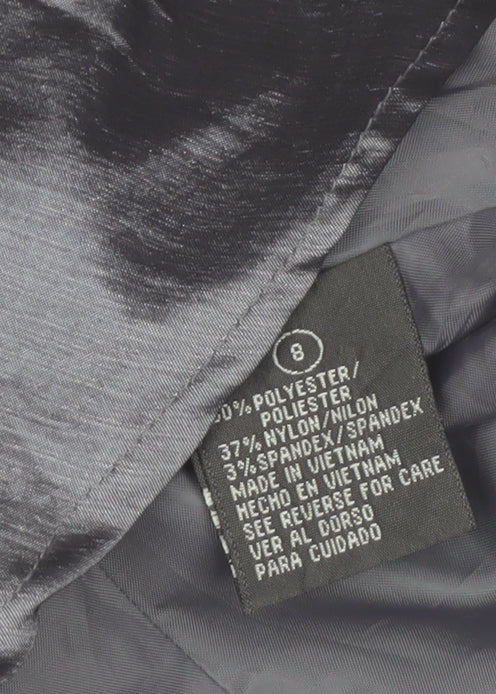 Nicolette Women's Grey Ruffle Satin Suit Jacket Size 8