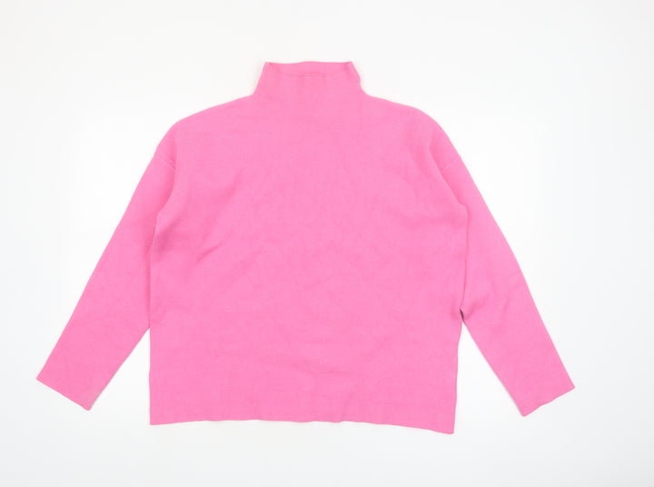Tahari Women’s Pink Mock Neck Long Sleeve Knit Jumper Size L