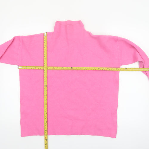Tahari Women’s Pink Mock Neck Long Sleeve Knit Jumper Size L