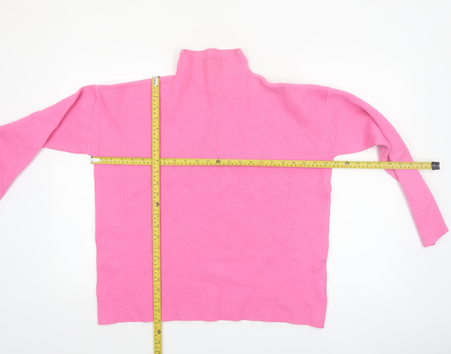 Tahari Women’s Pink Mock Neck Long Sleeve Knit Jumper Size L