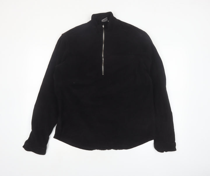 ASOS Men's Black M 1/2 Zip High Neck Cotton Pullover Sweatshirt