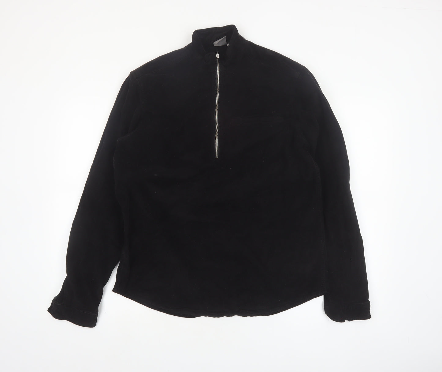 ASOS Men's Black M 1/2 Zip High Neck Cotton Pullover Sweatshirt
