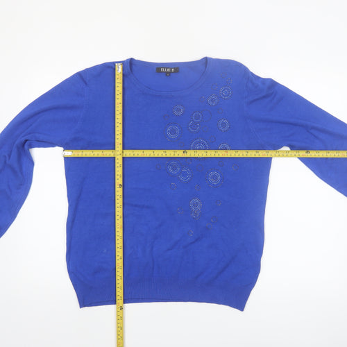 Ellie B Women's Blue Rhinestone Pullover Jumper L