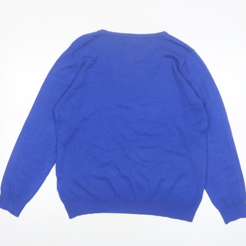 Ellie B Women's Blue Rhinestone Pullover Jumper L
