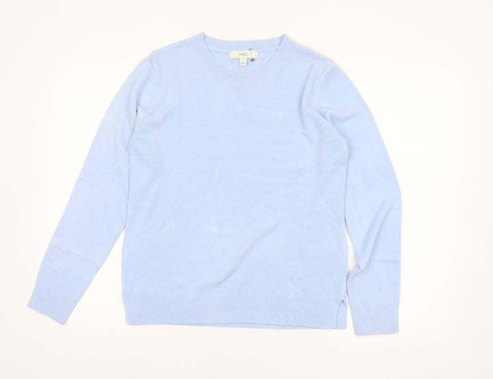 Marks and Spencer Women Blue Size 12 Crew Neck Long Sleeve Jumper
