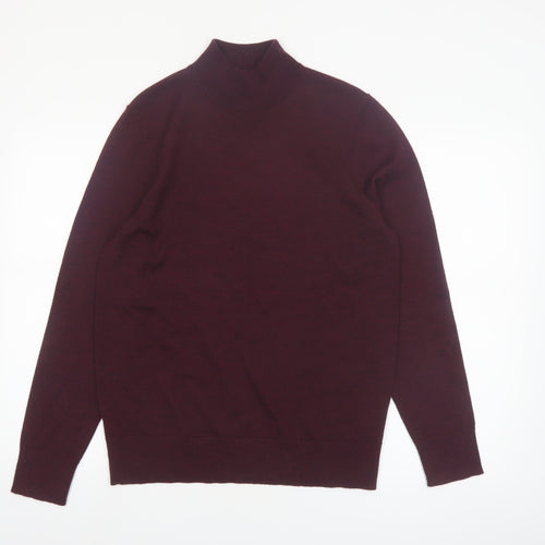 Kin Men’s Brown Merino Wool Roll Neck Jumper Size S