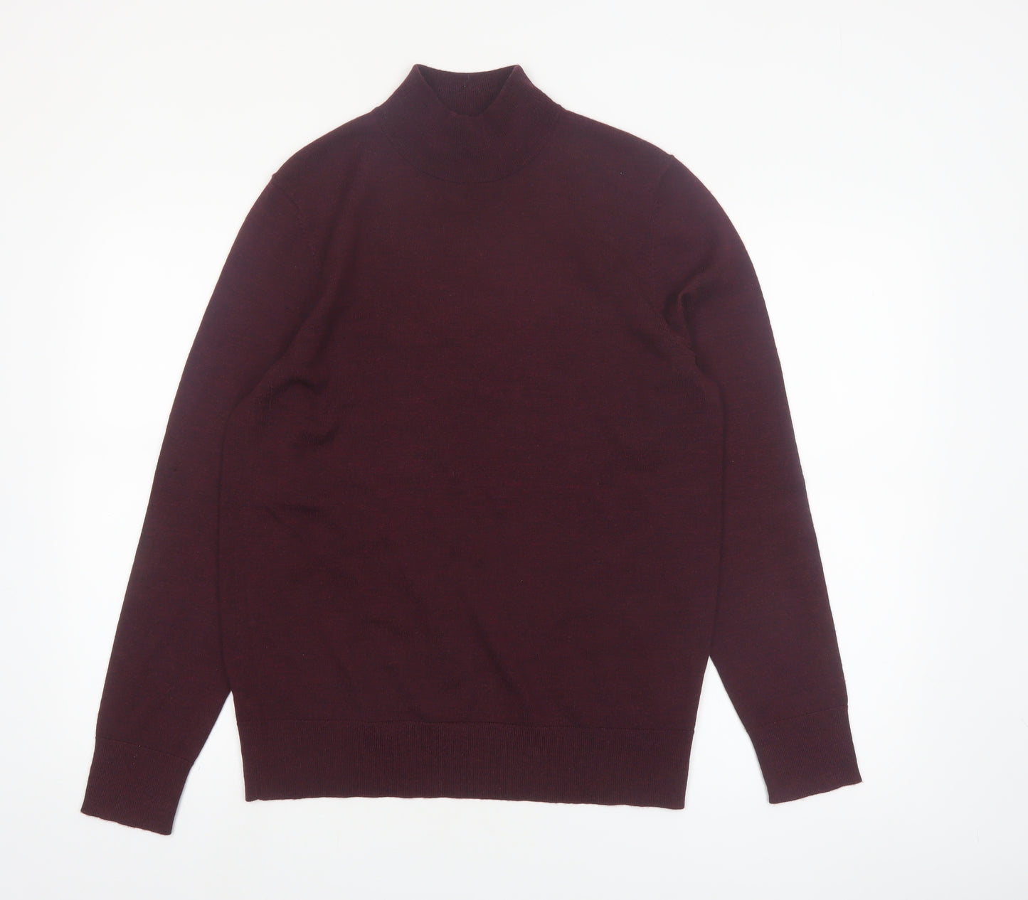 Kin Men’s Brown Merino Wool Roll Neck Jumper Size S