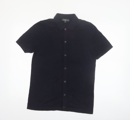 Marks and Spencer Men's Black Short Sleeve Collared Button Cardigan S