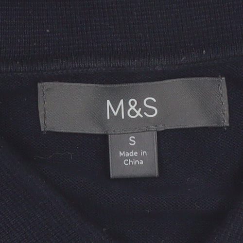Marks and Spencer Men's Black Short Sleeve Collared Button Cardigan S