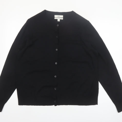 Marks and Spencer Women’s Black Merino Wool Long Sleeve Cardigan Size 18