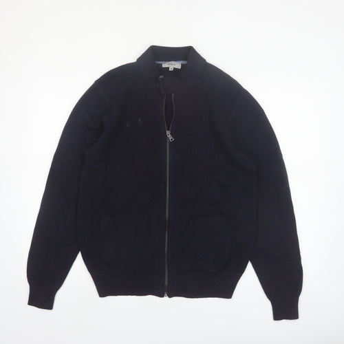 Marks and Spencer Men's Blue Full Zip Cotton Jumper M Tailored Fit
