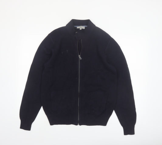 Marks and Spencer Men's Blue Full Zip Cotton Jumper M Tailored Fit